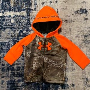 Under armor orange and camo hoodie